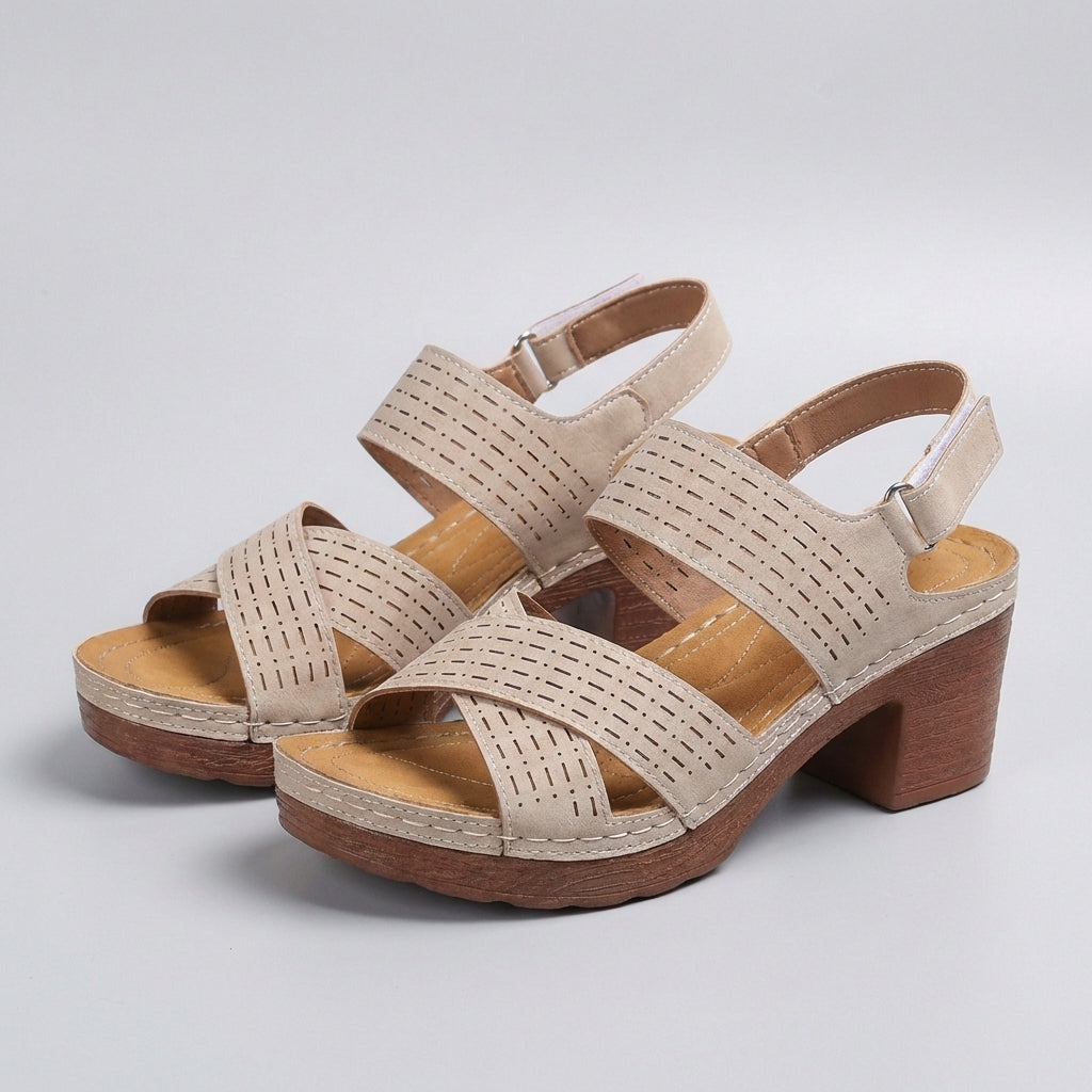 Sandalias de Verano Casual para Mujeres con Plataforma Ortopédica, Tacon Cómodo, Correa Ajustable y Punta Abierta – Victoria