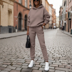 Conjunto de Chándal de Dos Piezas de Forro Polar para Mujeres, Ropa Casual de Todos los Días, Ropa de Calle, Pantalones Jogger y Sudadera –