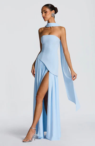 Vestido Maxi Elegante Sin Mangas para Mujer con Ajuste y Abertura Formal para Fiestas de Bodas – Mya