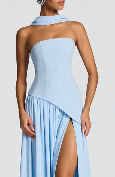 Vestido Maxi Elegante Sin Mangas para Mujer con Ajuste y Abertura Formal para Fiestas de Bodas – Mya