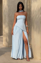 Vestido Maxi Elegante Sin Mangas para Mujer con Ajuste y Abertura Formal para Fiestas de Bodas – Mya