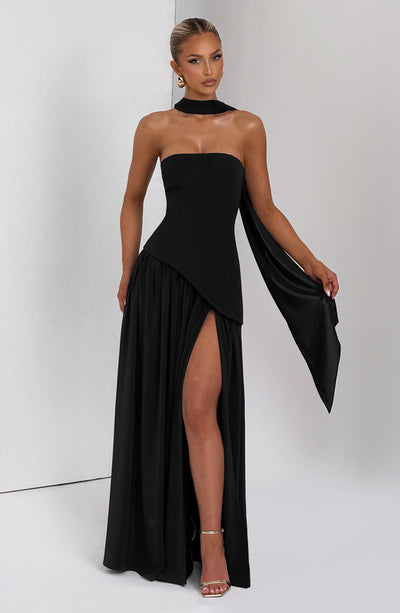 Vestido Maxi Elegante Sin Mangas para Mujer con Ajuste y Abertura Formal para Fiestas de Bodas – Mya