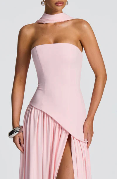 Vestido Maxi Elegante Sin Mangas para Mujer con Ajuste y Abertura Formal para Fiestas de Bodas – Mya