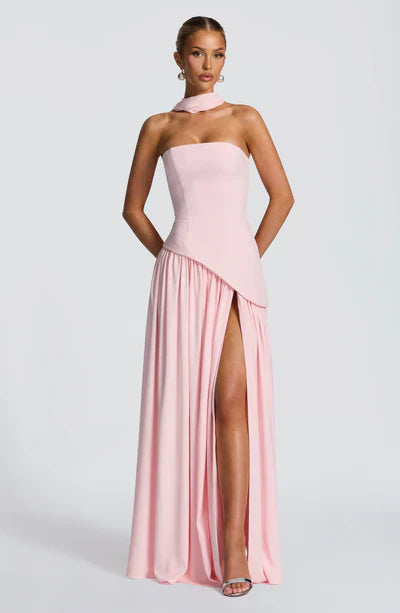 Vestido Maxi Elegante Sin Mangas para Mujer con Ajuste y Abertura Formal para Fiestas de Bodas – Mya