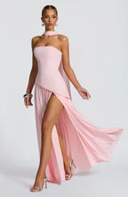 Vestido Maxi Elegante Sin Mangas para Mujer con Ajuste y Abertura Formal para Fiestas de Bodas – Mya