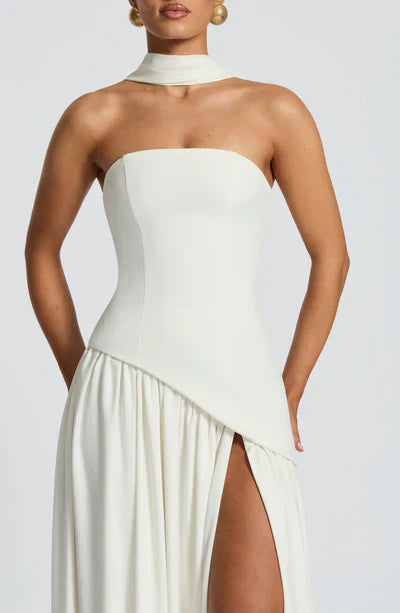 Vestido Maxi Elegante Sin Mangas para Mujer con Ajuste y Abertura Formal para Fiestas de Bodas – Mya