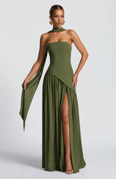 Vestido Maxi Elegante Sin Mangas para Mujer con Ajuste y Abertura Formal para Fiestas de Bodas – Mya