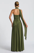 Vestido Maxi Elegante Sin Mangas para Mujer con Ajuste y Abertura Formal para Fiestas de Bodas – Mya