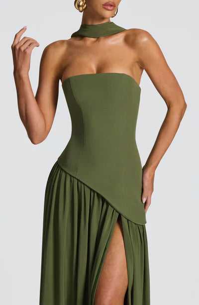Vestido Maxi Elegante Sin Mangas para Mujer con Ajuste y Abertura Formal para Fiestas de Bodas – Mya