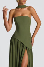 Vestido Maxi Elegante Sin Mangas para Mujer con Ajuste y Abertura Formal para Fiestas de Bodas – Mya