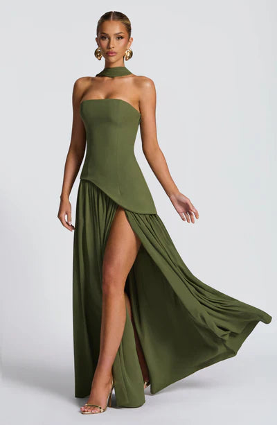 Vestido Maxi Elegante Sin Mangas para Mujer con Ajuste y Abertura Formal para Fiestas de Bodas – Mya