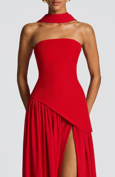Vestido Maxi Elegante Sin Mangas para Mujer con Ajuste y Abertura Formal para Fiestas de Bodas – Mya