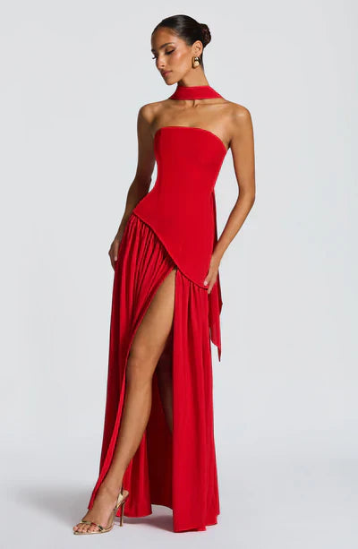 Vestido Maxi Elegante Sin Mangas para Mujer con Ajuste y Abertura Formal para Fiestas de Bodas – Mya
