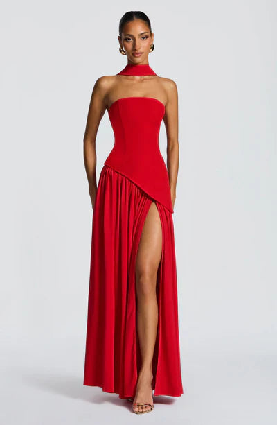 Vestido Maxi Elegante Sin Mangas para Mujer con Ajuste y Abertura Formal para Fiestas de Bodas – Mya