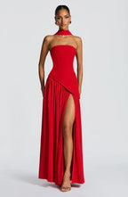 Vestido Maxi Elegante Sin Mangas para Mujer con Ajuste y Abertura Formal para Fiestas de Bodas – Mya