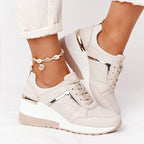 Zapatillas de Cuña Para Mujer Con Cordones, Transpirables, De Malla, Plataforma, Casuales Para El Día A Día – Marley