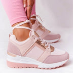 Zapatillas de Cuña Para Mujer Con Cordones, Transpirables, De Malla, Plataforma, Casuales Para El Día A Día – Marley
