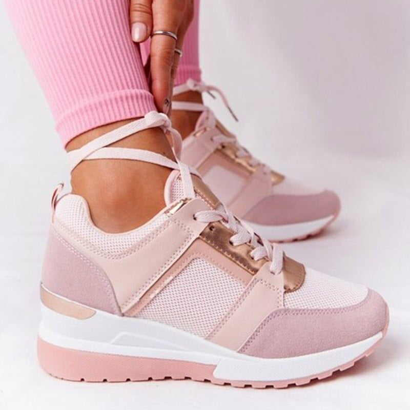 Zapatillas de Cuña Para Mujer Con Cordones, Transpirables, De Malla, Plataforma, Casuales Para El Día A Día – Marley