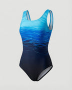 Traje de Baño Deportivo de Una Pieza para Mujer de Secado Rápido con Espalda Abierta y Tirantes Cruzados Cuello Redondo