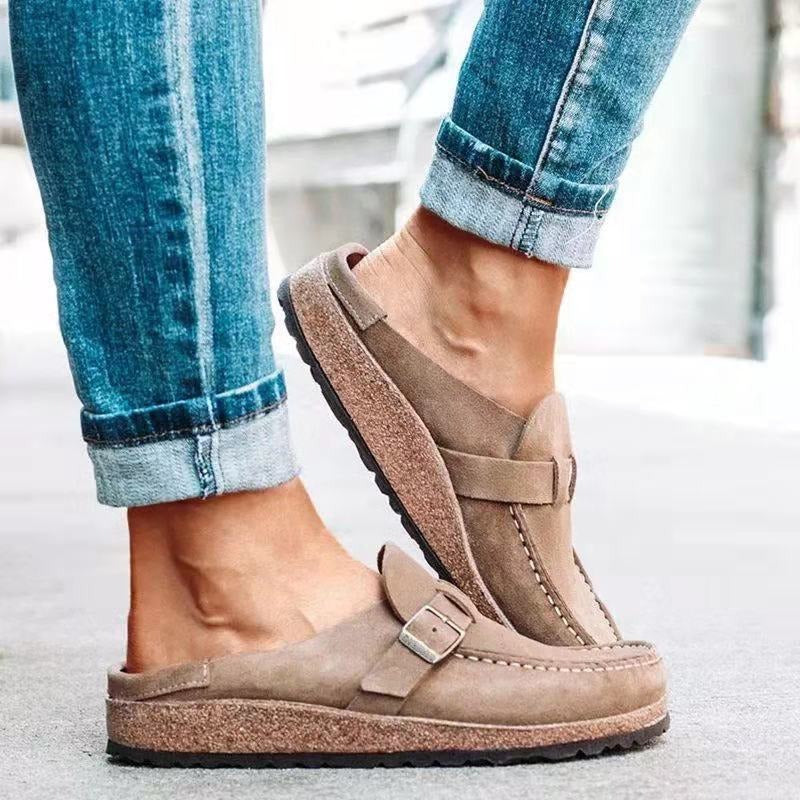 Mules de Ante Retro con Hebilla para Mujeres, Zapatos Casual de Uso Diario con Soporte de Arco – Marley