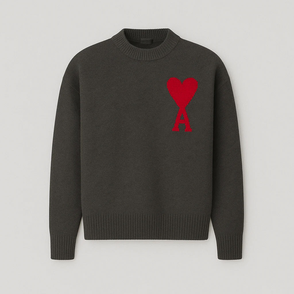 Suéter de Punto Oversized con Logo de Corazón Ace para Mujeres - Casual, Cómodo, Streetwear, Smart Casual, Regalo – Anely Crema Negro Verde