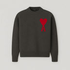 Suéter de Punto Oversized con Logo de Corazón Ace para Mujeres - Casual, Cómodo, Streetwear, Smart Casual, Regalo – Anely Crema Negro Verde