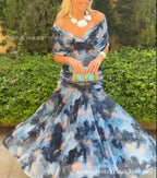 Vestido Largo Floral Fluido para Mujer Off-Shoulder V-Cuello Formal Elegante para Invitadas de Boda Casual – Lilly