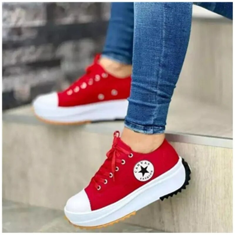 Zapatillas de Plataforma con Función Cordones Suela Estructurada Casual Calle Caminar Diario – Heidi Multicolor