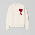 Suéter de Punto Oversized con Logo de Corazón Ace para Mujeres - Casual, Cómodo, Streetwear, Smart Casual, Regalo – Anely Crema Negro Verde