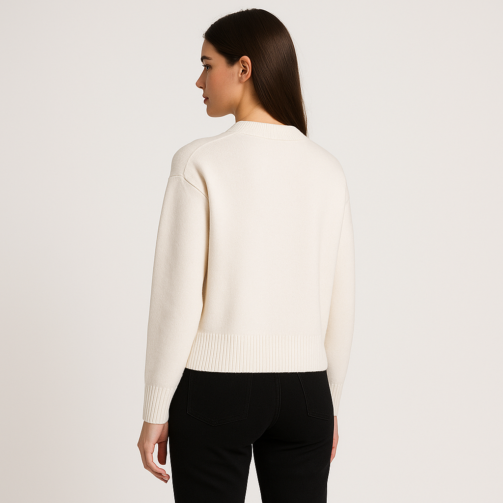 Suéter de Punto Oversized con Logo de Corazón Ace para Mujeres - Casual, Cómodo, Streetwear, Smart Casual, Regalo – Anely Crema Negro Verde