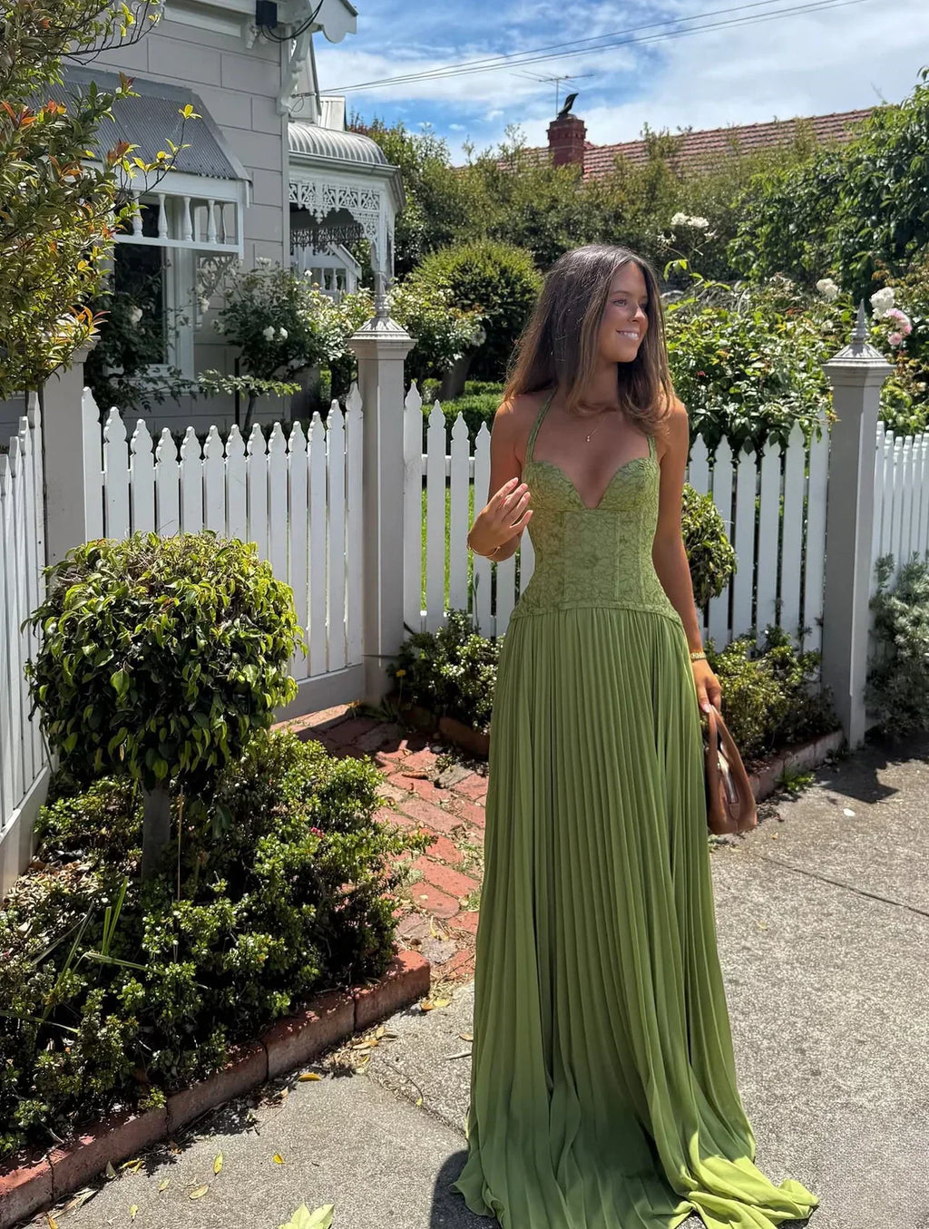 Vestido Largo Plisado de Halter para Mujeres - Invitada de Boda, Verano, Formal, Fiesta de Graduación, Viaje – Lily