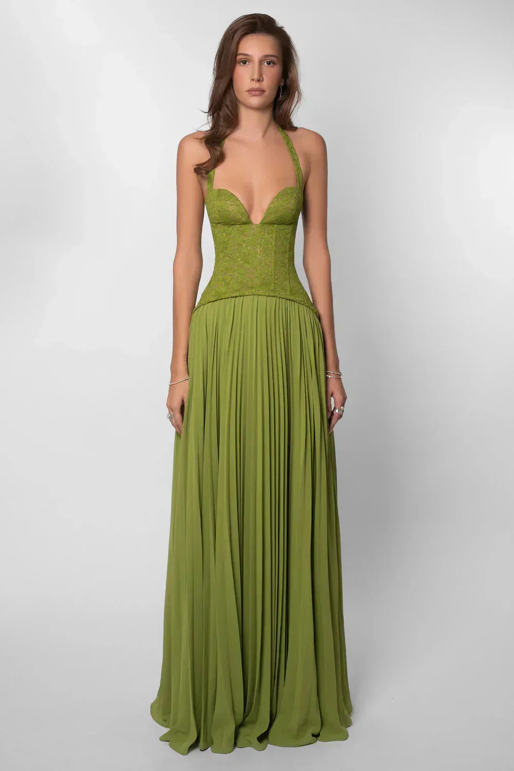 Vestido Largo Plisado de Halter para Mujeres - Invitada de Boda, Verano, Formal, Fiesta de Graduación, Viaje – Lily