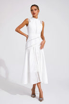 Vestido Midi de Encaje Sin Mangas para Mujeres, Invitada de Boda, Verano, Formal, Elegante, Estructurado, Diurno – Olivia
