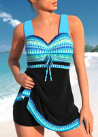 Bañador de Secado Rápido para Mujeres con Escote en Forma de Corazón, Tirantes Anchos y Falda Superpuesta, Nylon y Elastano, Estilo Playero
