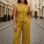 Conjunto de Traje de Dos Piezas con Chaleco Elegante para Mujeres – Óxido